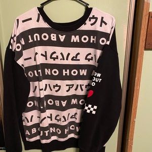 Scoop Neck Black and White Kawaii Sweater
